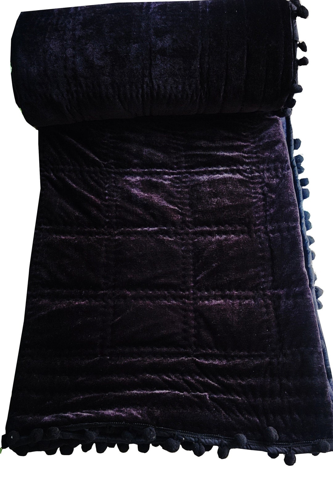 Black Velvet Quilt Velvet Quilt King Lap Size Quilt Etsy