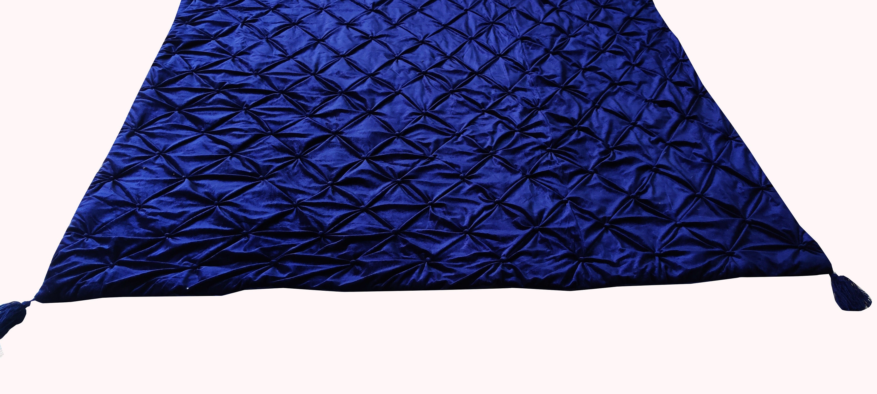 Navy Blue Velvet Comforter, Navy Blue Luxury Quilt, Blue Queen Quilt