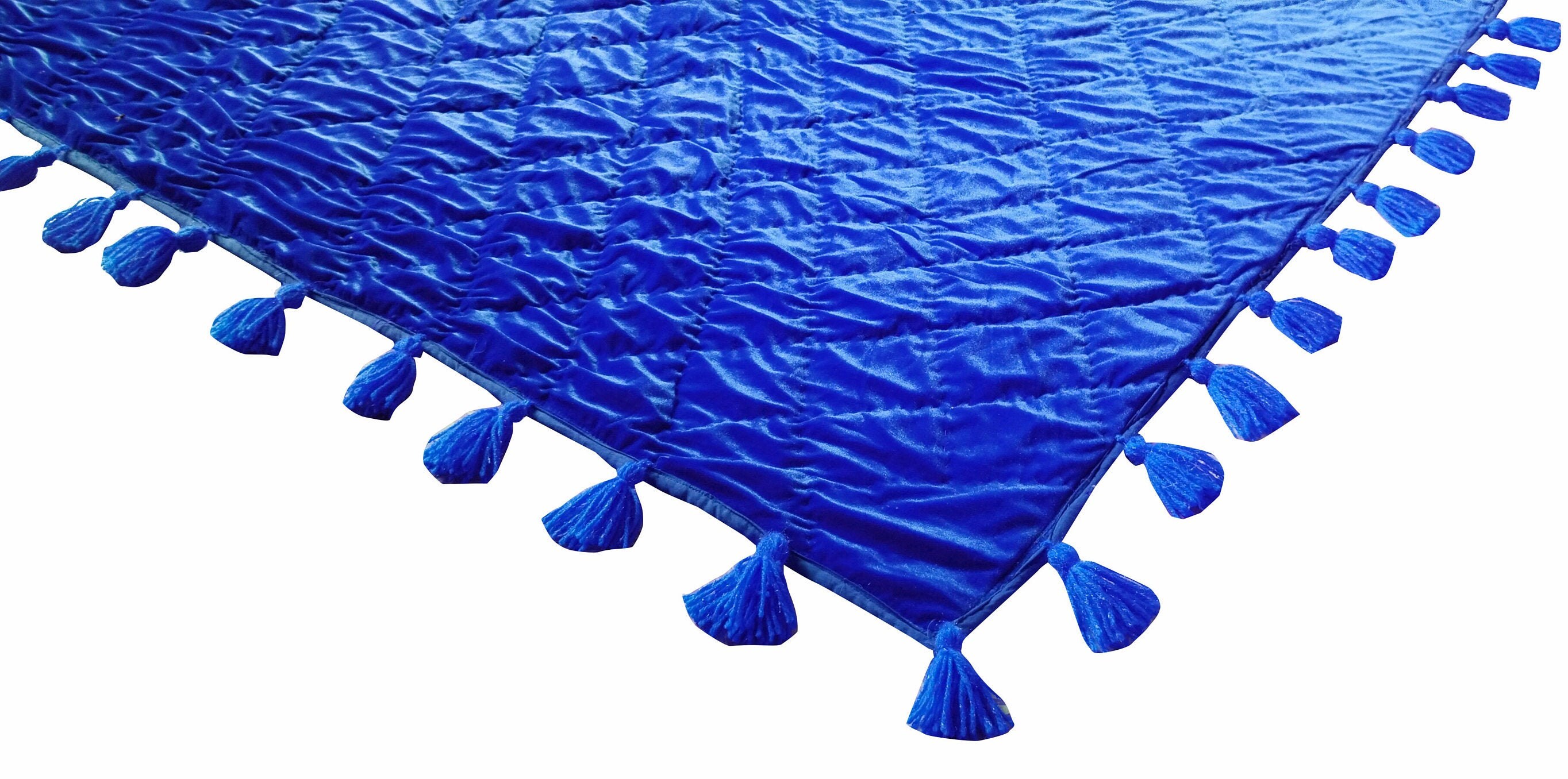 Royal Blue Velvet Quilt Comforter Royal Blue Luxury Quilt Etsy