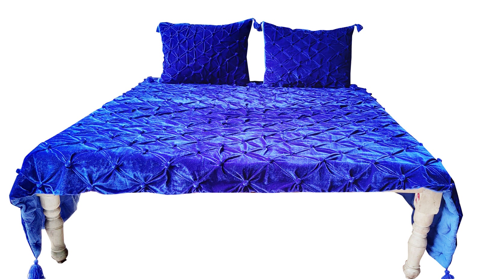 Dark Royal Blue Velvet Comforter Royal Blue Luxury Quilt Etsy