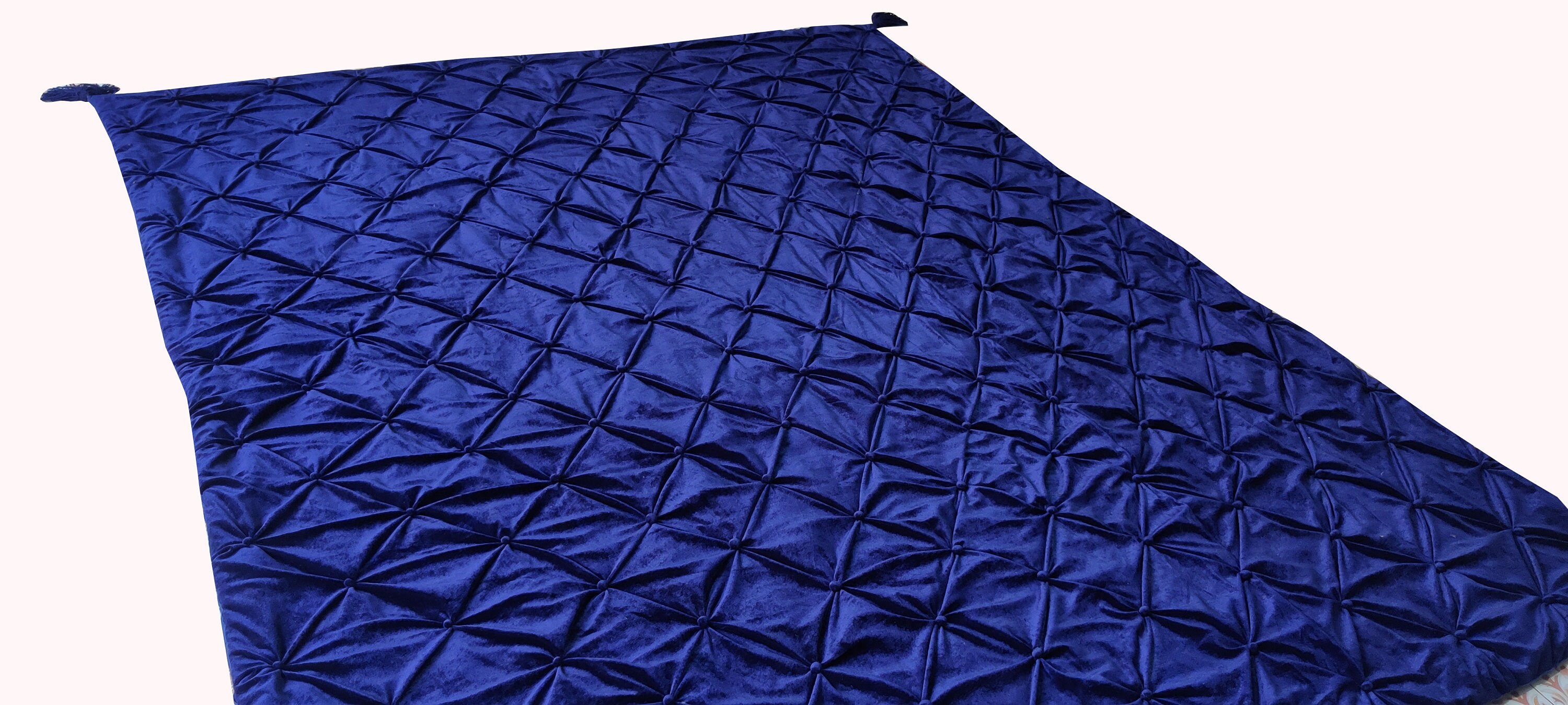 Navy Blue Velvet Comforter, Navy Blue Luxury Quilt, Blue Queen Quilt