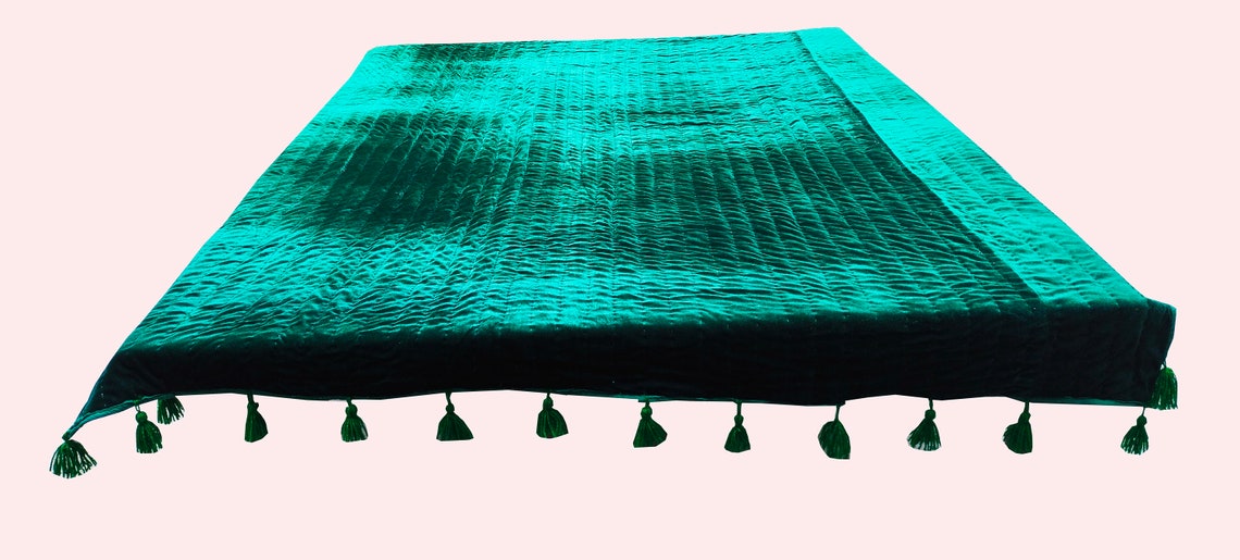 Emerald Green Velvet Quiltemerald Green Throw Blanket Etsy