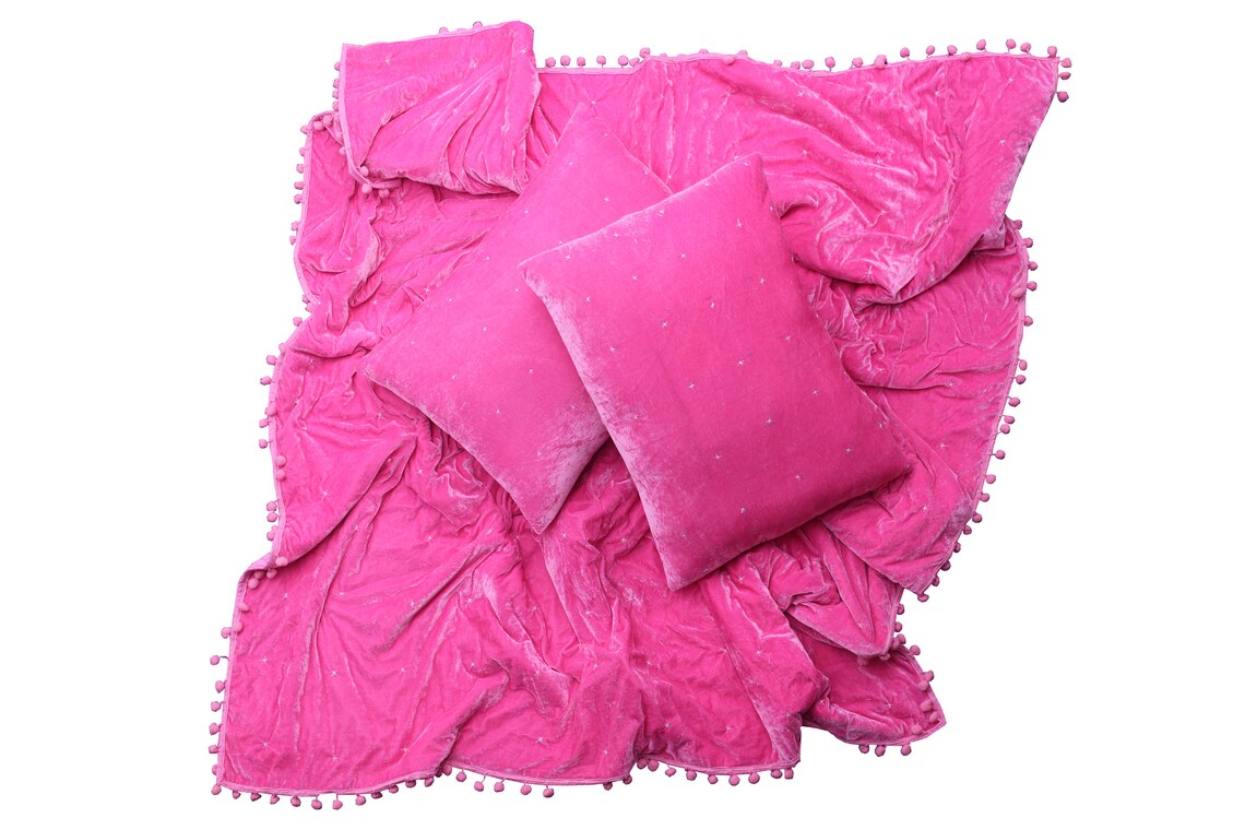 Baby Pink Velvet Quilt Velvet Blanket Quilt Throw Baby Pink Etsy UK
