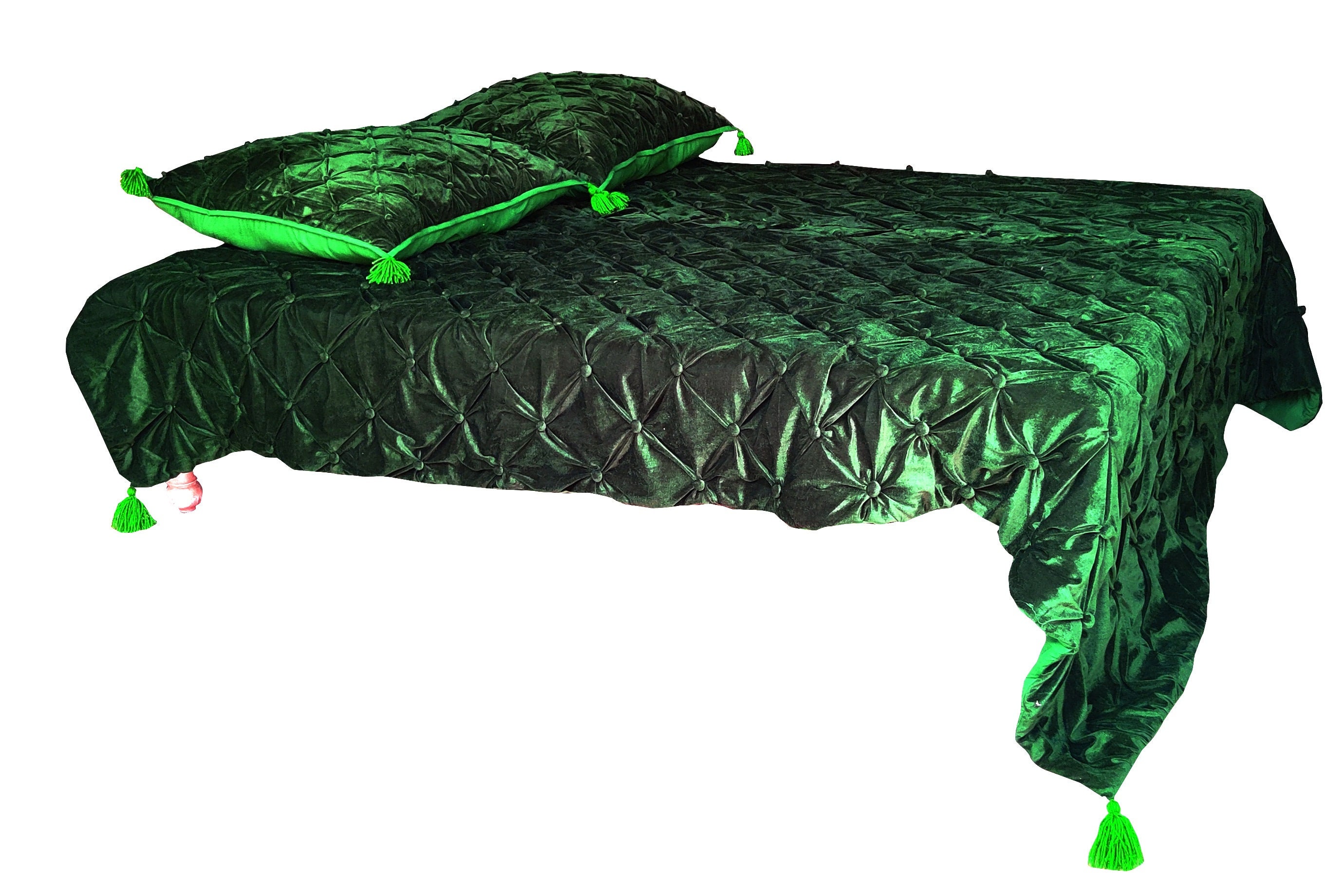 Emerald Green Velvet Quilt Comforter Blanket Bedspread King - Etsy