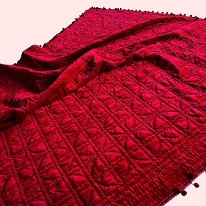 Deep red Velvet Comforter, Velvet bedding, Velvet Blanket, Red Blanket Velvet Quilted Bedspread Throws And Blankets Velvet Bedding Set Gift