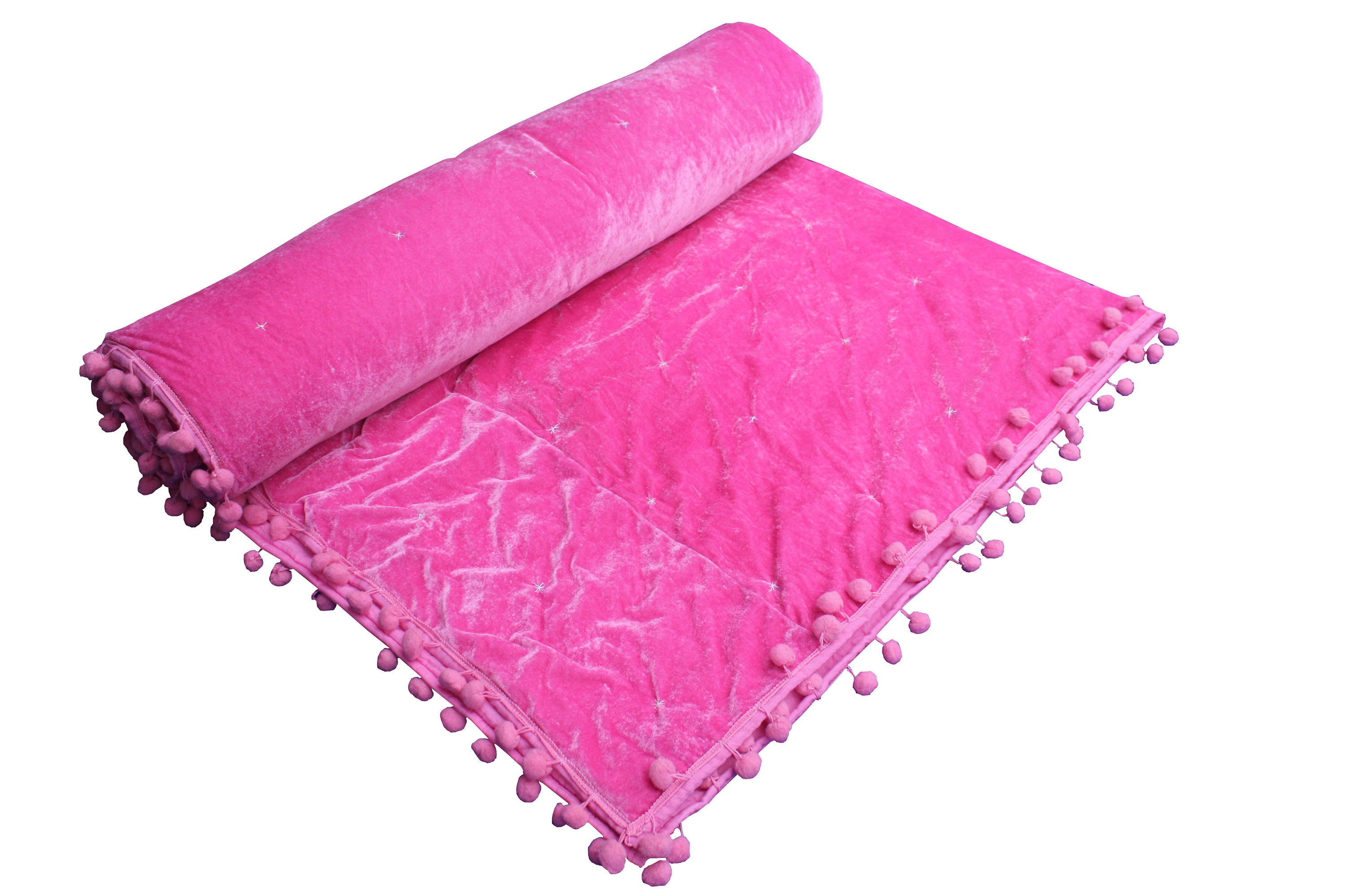 Baby Pink Velvet Quilt Velvet Blanket Quilt Throw Baby Pink Etsy UK