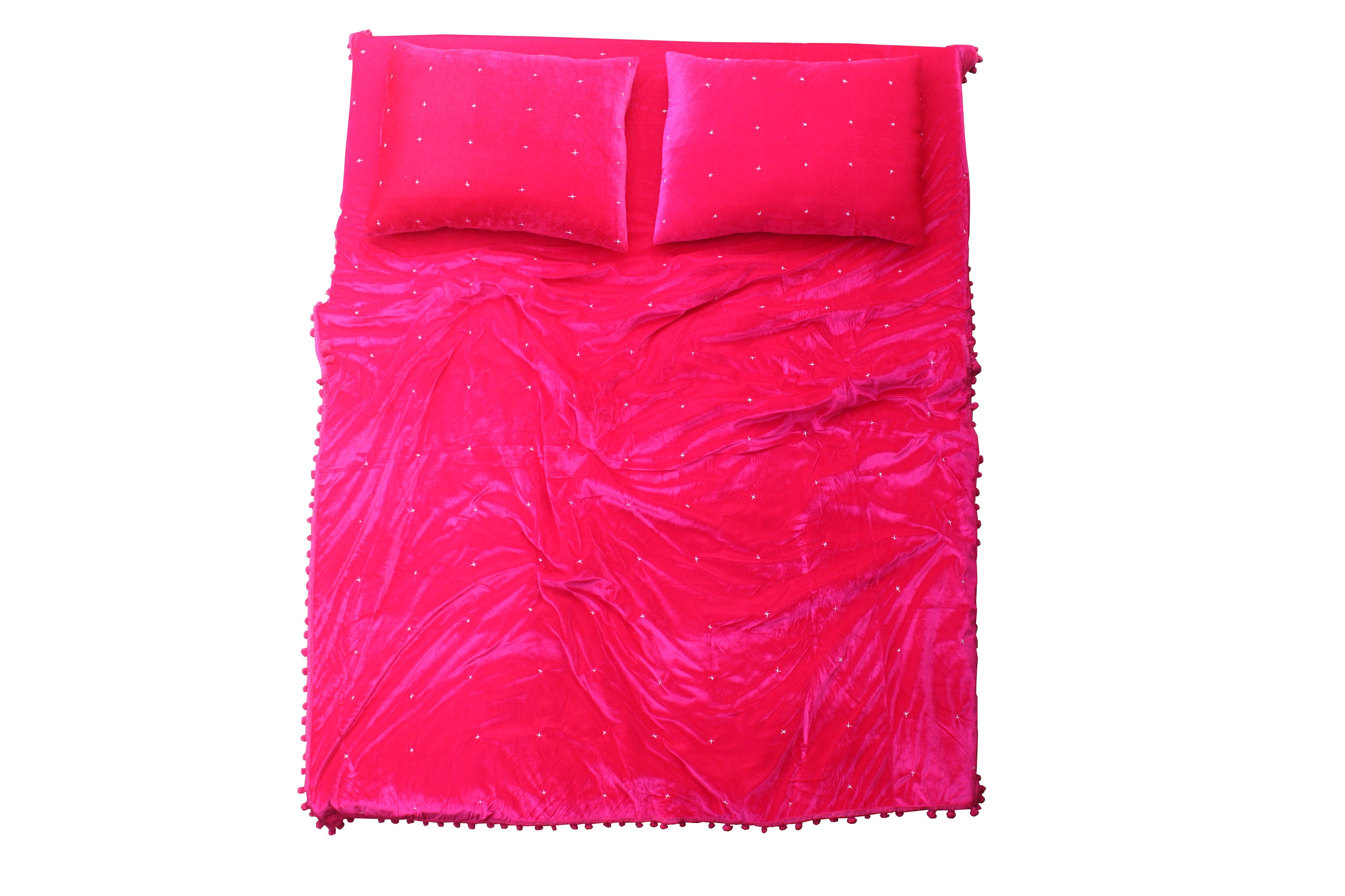 Fuchsia Velvet Quilt Quilt Velvet and Cotton Quilt Velvet Etsy UK