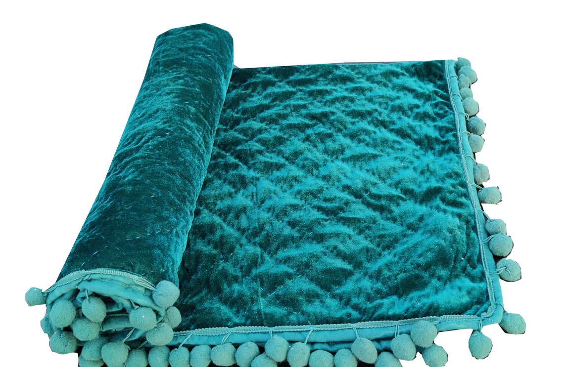 Teal Velvet Quilt, Velvet Quilt King, Lap Size Quilt, Blanket, Pick