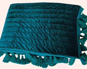 Teal velvet quilt,Teal throw Blanket,Teal queen quilt, Teal King quilt, Teal Cal king,Bedding gift Bedspread, Velvet Quilt, Velvet Comforter