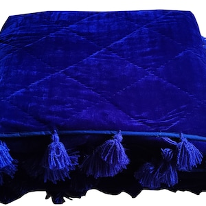 Royal blue velvet quilt, Blue throw Blanket, Royal blue queen quilt, Royal Blue King quilt, Royal Blue Cal king, Bedding gift,  gift for her