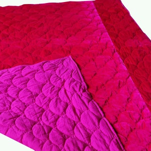 Fuchsia Velvet Quilt King, Velvet Quilted Throw, Velvet Quilt Bed Bedding Set King Size, Bedding Set Double, Christmas Gift QuiltedBeauty