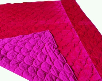 Fuchsia Velvet Quilt King, Velvet Quilted Throw, Velvet Quilt Bed Bedding Set King Size, Bedding Set Double, Christmas Gift QuiltedBeauty
