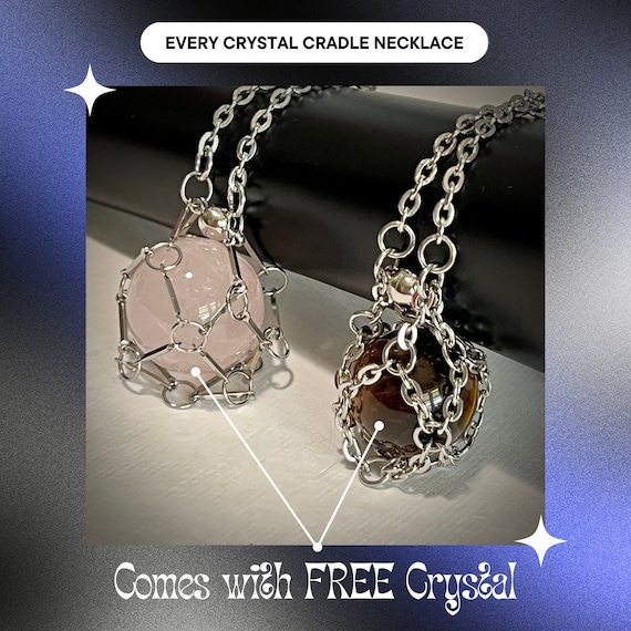 Crystal Necklace, Crystal Cradle Necklace, Interchangeable Crystal Necklace,  Crystal Holder Necklace