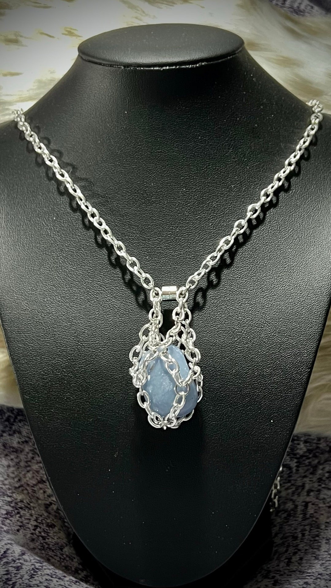 925 Sterling Silver Necklace With Crystal Holder Necklace Etsy