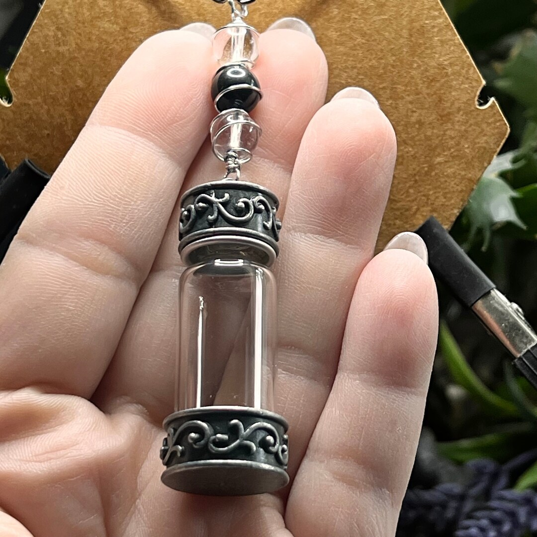 Fillable Vial Necklace for Ashes, Spells, Keepsakes Stainless Silver