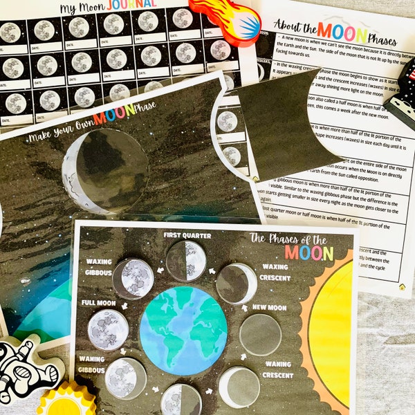 Phases of the Moon Printable, Learning Moon Phases, Moon Journal, Solar System Unit, Earth Day, Earth Science, Busy Binder Activity