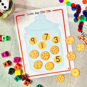 Counting to 10 Cookie Jar Printable Activity, Count to 10, Preschool Math, Counting Game, Learning to Count, Math Printable,Learning Numbers