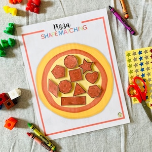 Shape Matching Printable, Pizza Shape Pepperoni Sorting Game, Shape Sorting, Toddler Learning, Homeschool Printables