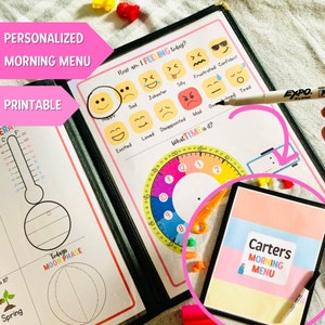 Morning Menu Printable Bundle, Homeschool Morning Menu, Memory Work Printables, Weather Printables, Name Writing Practice, Address Practice