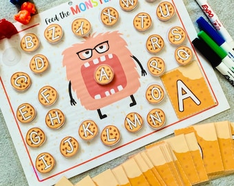 Feed the Monster Alphabet Matching Printable Game | Fun ABC Letter Recognition Activity for Toddlers & Preschool | Uppercase Matching