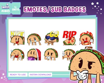 taco twitch emotes | cute taco twitch emotes | taco emotes | chibi emotes | cute emotes | for streaming gaming etc