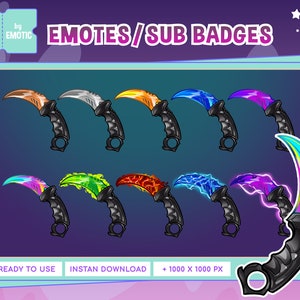 Awesome karambit twitch sub badges CS Go - Valorant inspired for streamer