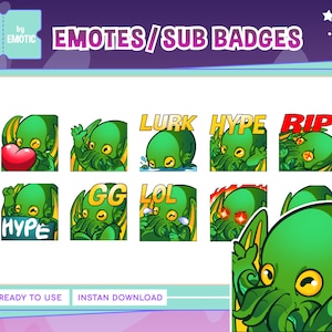 Twitch 絵文字 かわいいクトゥルフ | ちび かわいいクトゥルフ | 漫画 クトゥルフ | discord | ゲームとストリーミング用