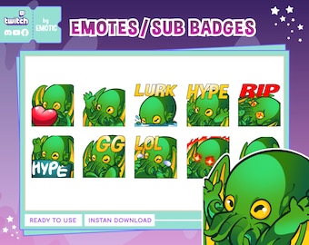 twitch emotes cute cthulhu | chibi cute cthulhu | cartoon cthulhu | discord | for gaming and streaming