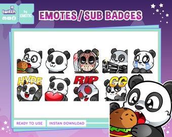 twitch panda emotes | cute panda emotes | cute twitch emotes | chibi emotes | panda stickers | for gaming or streaming