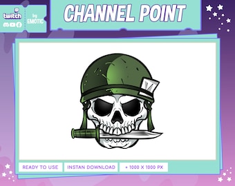 twitch channel point or emote : military skull | Twitch Emote Design |  Discord | Youtube | gaming | streamer