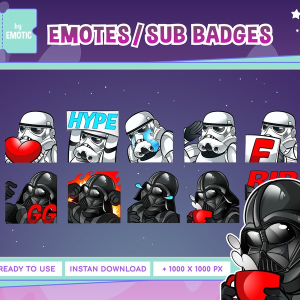 10x Soldado espacial Twitch Emotes Pack / villano espacial Emotes / Imperio Galáctico Emote / Twitch Emotes