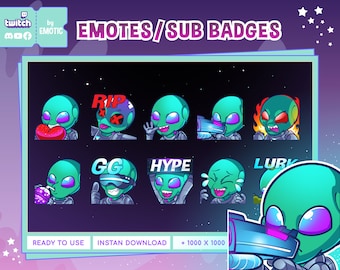 Twitch Emotes - Alien emotes - Discord Emotes - Facebook Stickers - Space man Emotes - Streamer Emotes