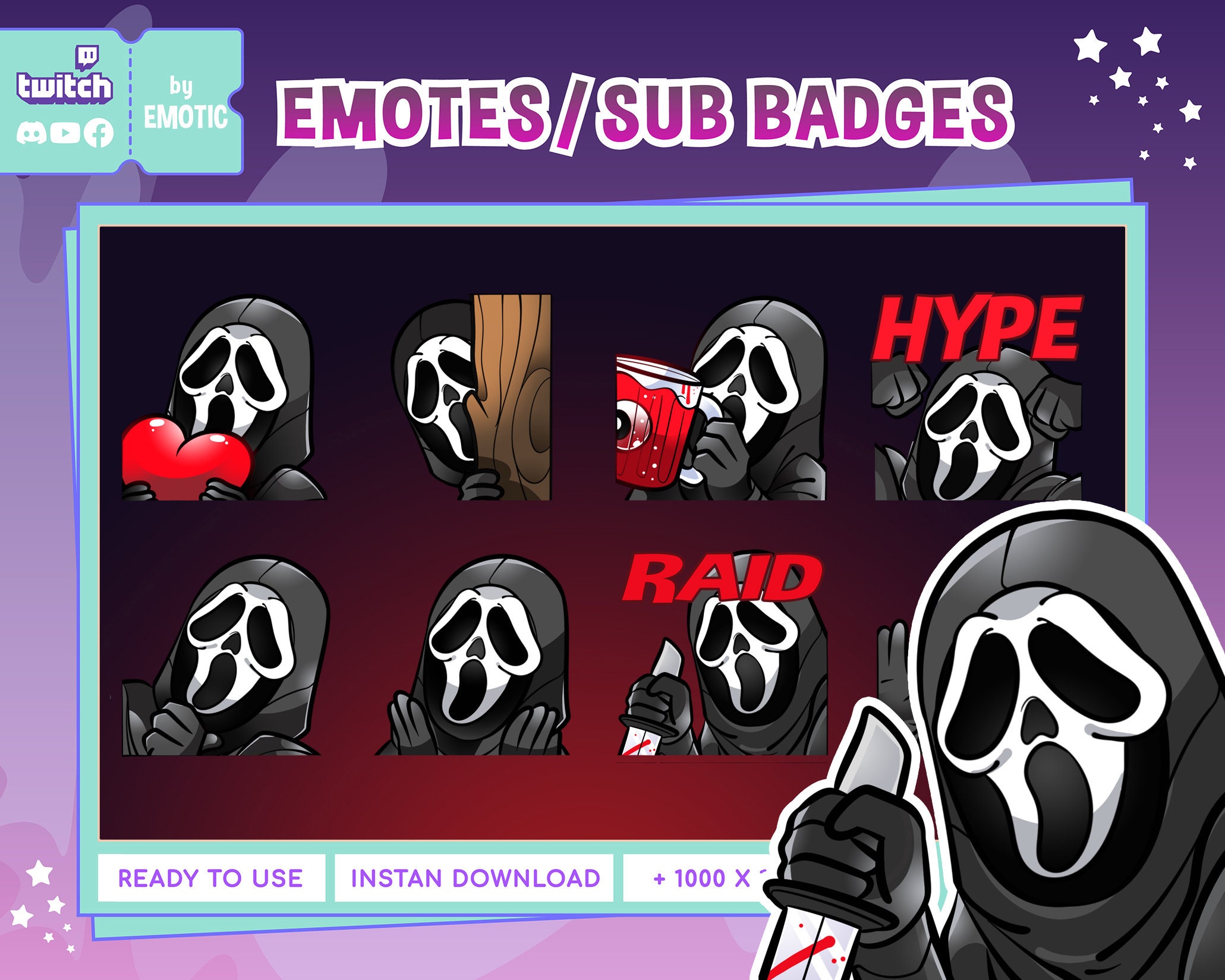 Twitch Emotes Dead by Daylight Ghost Face Discord for Etsy UK