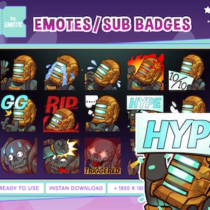 Emotes inspirados en Dead Space de Twitch / Emotes de Isaac Clarke / Emotes de Dead Space / Emotes de hombre del espacio / Emotes de astronauta / Emotes de Discord