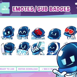 Emote de robot chibi para Twitch, Discord y streamer gamer