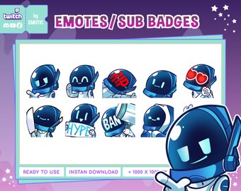 Robot chibi emote for twitch-discord and streamer gamer