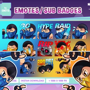 twitch emotes kombat Scorpion and sub zero | warrior | discord | twitch emote | streaming and gaming