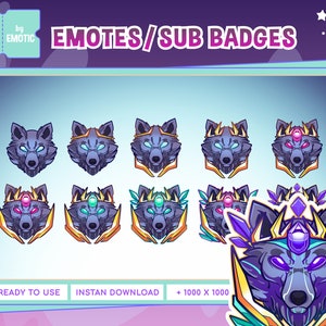 Wolf sub badges | wolf twitch sub badges | wolf cheer bagdes | wolf bits badges | wolf emotes | for gaming of streaming