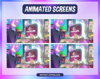 Animated Twitch Screens | Stream Screens Cozy Twitch Overlay | stream screens cat | stream elements | stream graphic | no AI