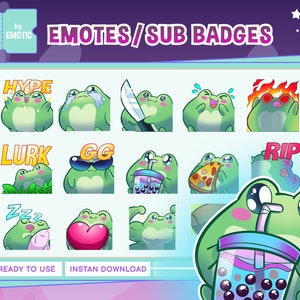 15 pack Frog emotes | cute frog twitch emotes | chibi frog emotes | discord | facebook stickers | youtube | streaming or gaming