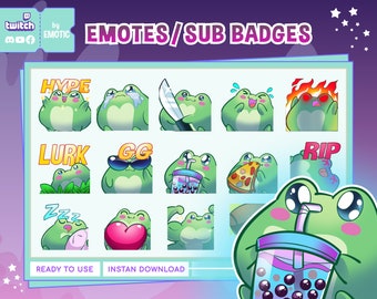 15 pack Frog emotes | cute frog twitch emotes | chibi frog emotes | discord | facebook stickers | youtube | streaming or gaming