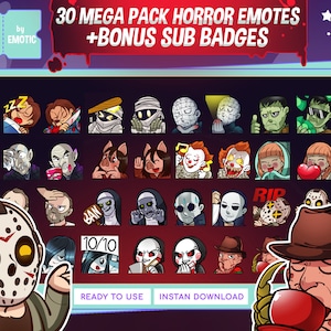 megapack emotes and free 6 sub badges | horror megapack | horror emotes | dbd emotes | streaming