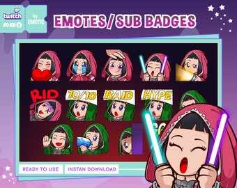 Emoticons van konijn-feng-twitch | DBD-emote | horror-emote | twitch-emote | voor streamen en gamen | overlevende dbd | konijntje | feng
