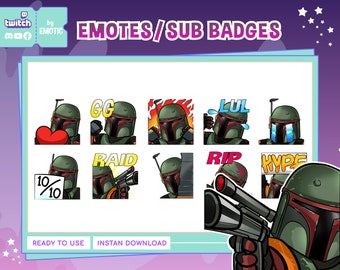 10 pack movie characters twitch emotes  | space war emotes  | galaxy wars emotes | bounty hunter | discord emotes | for streaming or gaming