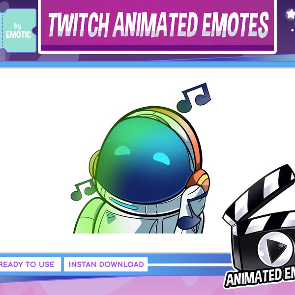 Animated emote | Astronaut vibing emote | astro vibing | jamming | hype emote | astronaut twitch emote | space man | galaxy