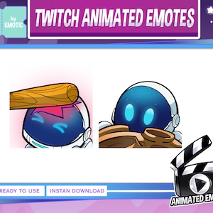 Emoticones animados / 2x Emoticones de astronauta / Astronauta / Galaxia / Nave espacial / Espacio / Emoticón de Twitch / Transmisión