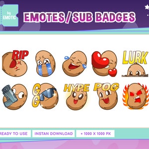 10x potato twitch emotes | potato emote | discord | youtube | streaming or gaming