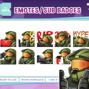 Twitch emotes master chief : Halo Game inspired | twitch soldier emote | twitch spaceman emote | gaming or streaming