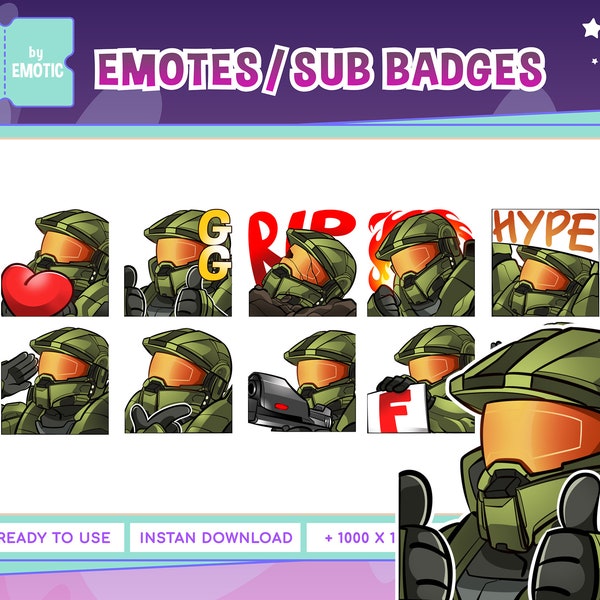 Twitch emotes master chief : Halo Game inspired | twitch soldier emote | twitch spaceman emote | gaming or streaming