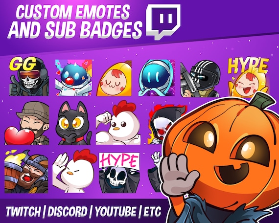 Custom twitch emotes | 1 emote | custom chibi emotes | custom twitch sub badges | custom bit bagdes | custom discord emotes.